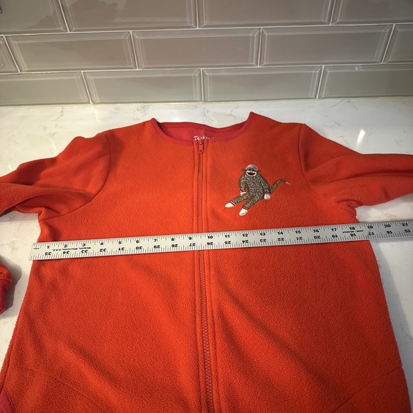 NICK & NORA Sock Monkey One Piece Pajamas Sleepwear Footed Adult Small Full Zip - Picture 7 of 11